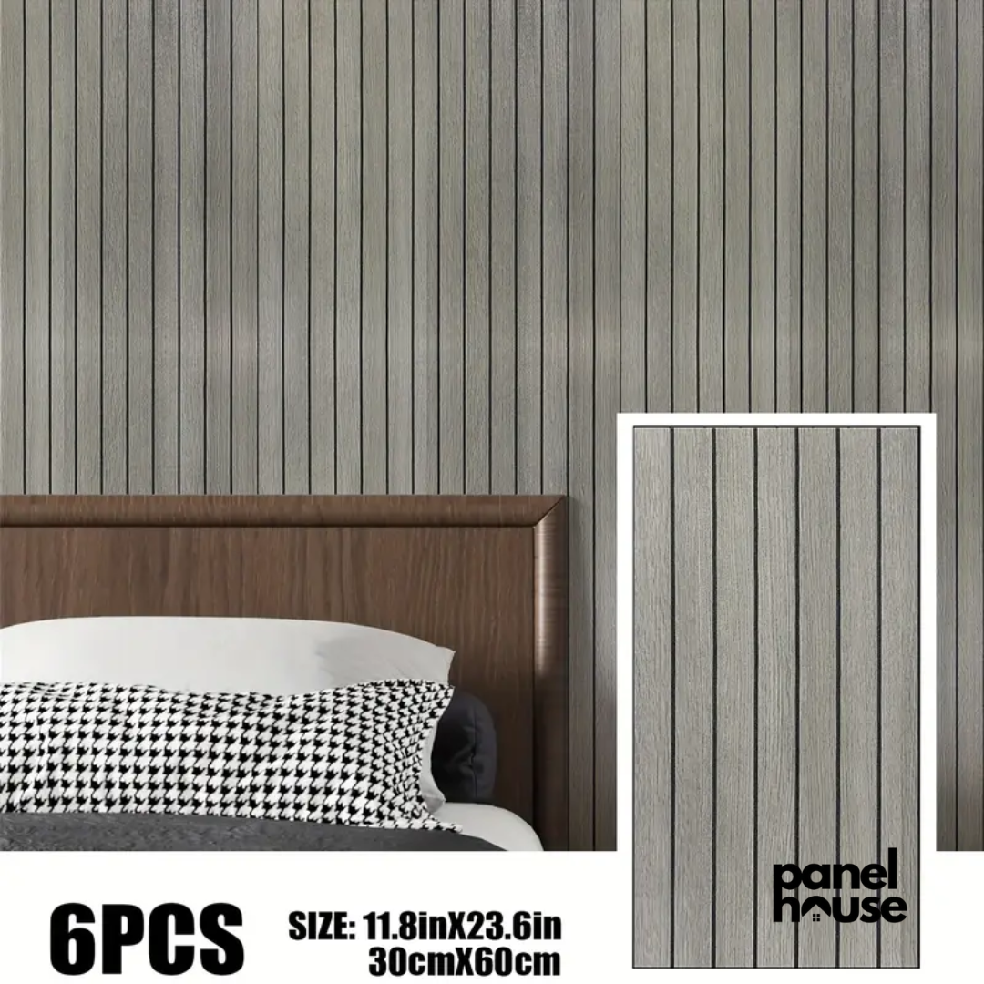 Pannelli da parete 3D a doghe in legno, autoadesivi, rimovibili, impermeabili Acquista 1, ricevi 6 pannelli Premium a soli 7£! (30cm x 60cm)