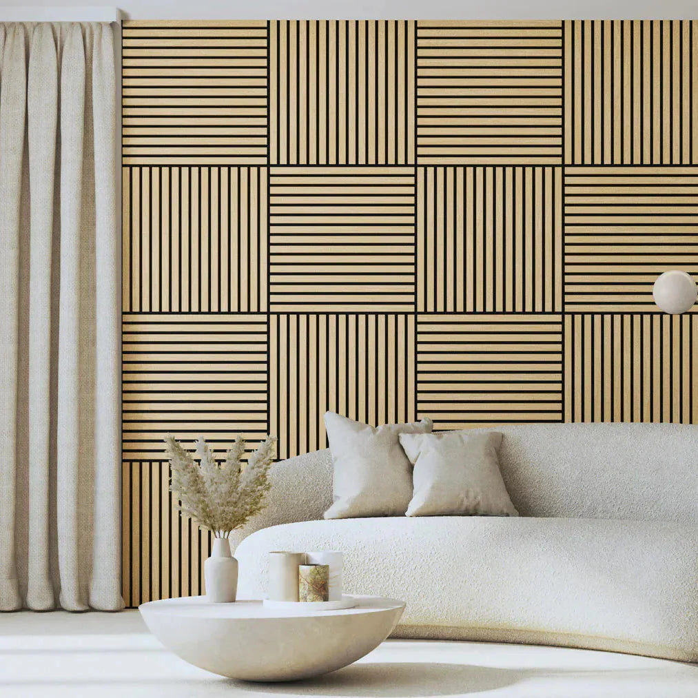 Pannello acustico da parete quadrato in legno da 60x60 cm, disponibile in vari colori