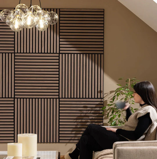 Pannello acustico da parete quadrato in legno da 60x60 cm, disponibile in vari colori